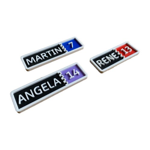 Letrero de MotoGP con nombre, número y color personalizado para decoración