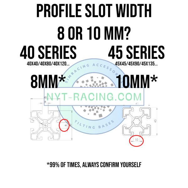 Largeur des fentes pour profilés aluminium 4040 4545