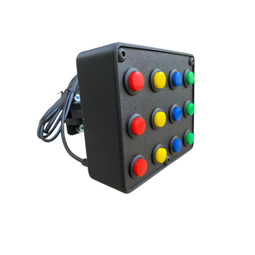 1 Sim racing button box for driving and flight simulators with 12 plug & play push buttons